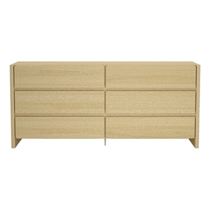 Pemberly Row Modern 72&quot Double Wide Dresser in Natural Oak (6-Drawer)