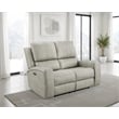 Pemberly Row Faux Leather Triple Power Reclining Loveseat in Gray