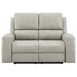 Pemberly Row Faux Leather Triple Power Reclining Loveseat in Gray