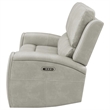 Pemberly Row Faux Leather Triple Power Reclining Loveseat in Gray