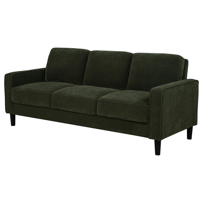 Pemberly Row Transitional Upholstered Fabric Track Arm Sofa in Matcha Green