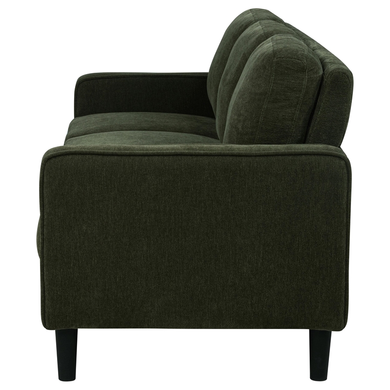 Pemberly Row Transitional Upholstered Fabric Track Arm Sofa in Matcha Green