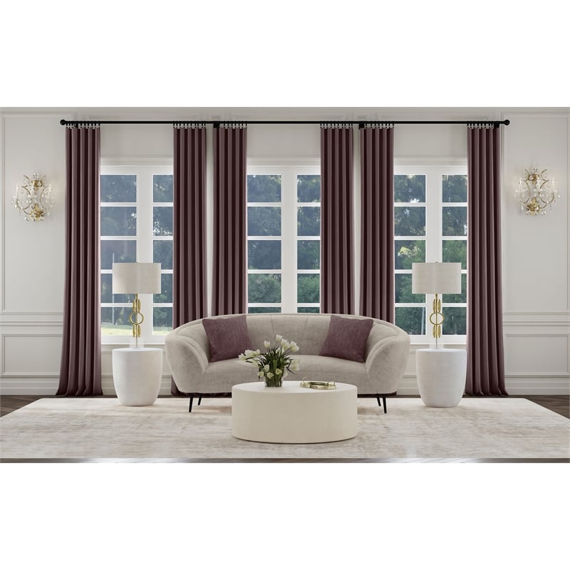 Pemberly Row Contemporary Upholstered Channel Back Curved Loveseat Beige