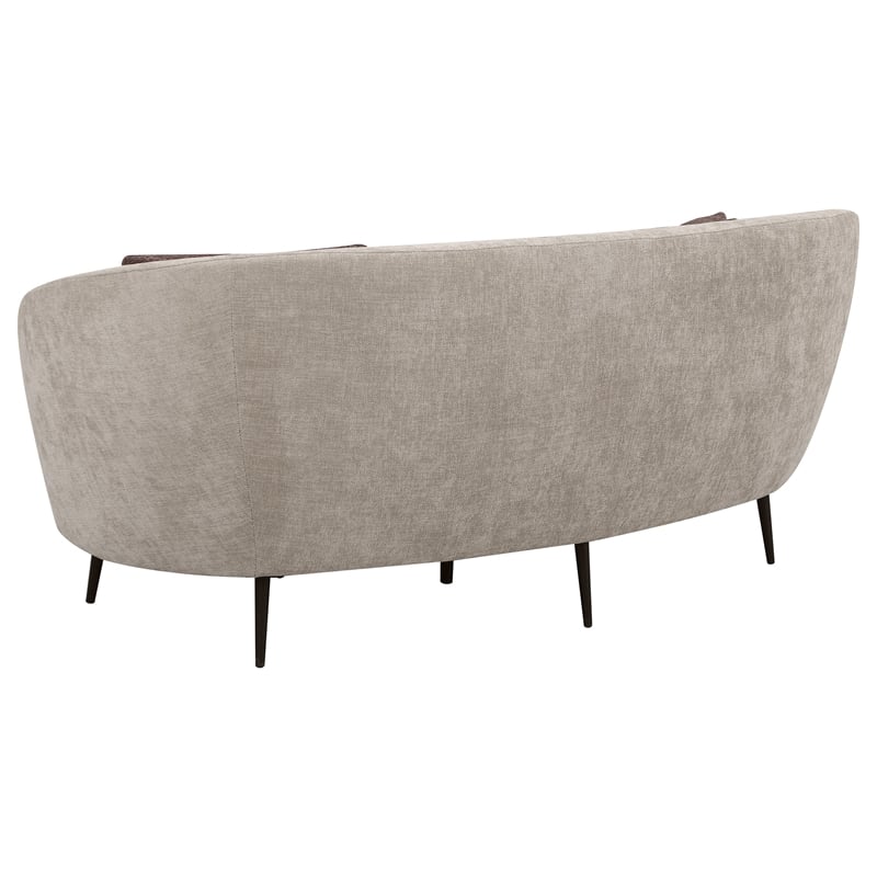 Pemberly Row Contemporary Upholstered Channel Back Curved Loveseat Beige