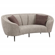 Pemberly Row Contemporary Upholstered Channel Back Curved Loveseat Beige