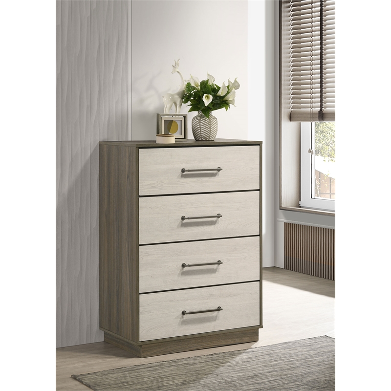 Pemberly Row Contemporary 4-Drawer Chest of Drawers Gray Oak