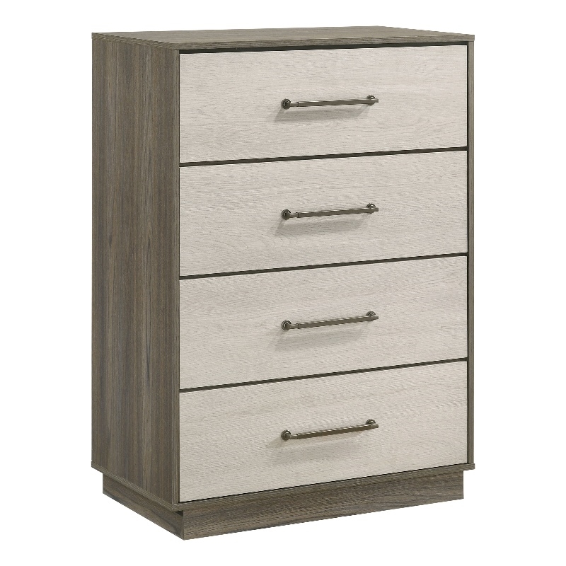 Pemberly Row Contemporary 4-Drawer Chest of Drawers Gray Oak