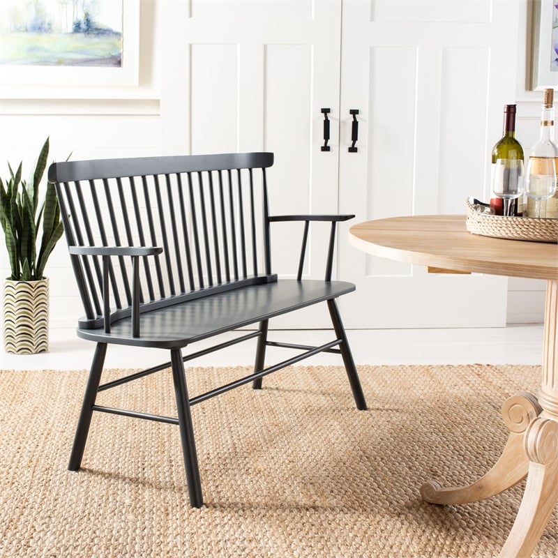 Pemberly Row Wooden Contemporary Spindleback Loveseat in Silver