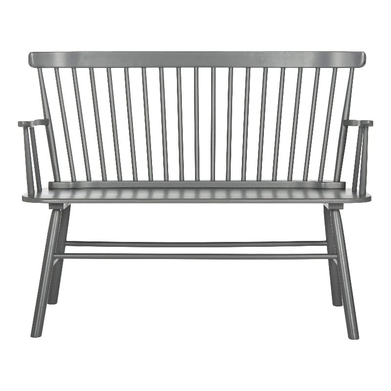 Pemberly Row Wooden Contemporary Spindleback Loveseat in Silver