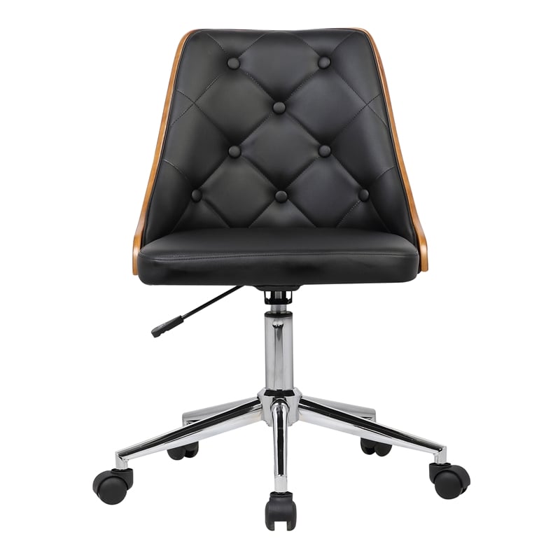 Pemberly Row Contemporary Faux Leather Office Chair in Black