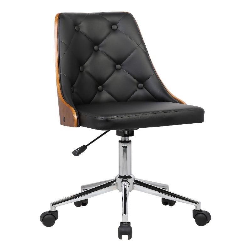 Pemberly Row Contemporary Faux Leather Office Chair in Black