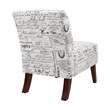 Pemberly Row 2-Piece Accent Chair Set in Cream and Black Script Linen with Solid Wood Legs