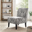 Pemberly Row Upholstered Tufted Accent Chairs - Set of 2 in Gray Patterned Fabric with Black Rubberw