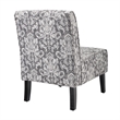 Pemberly Row Upholstered Tufted Accent Chairs - Set of 2 in Gray Patterned Fabric with Black Rubberw