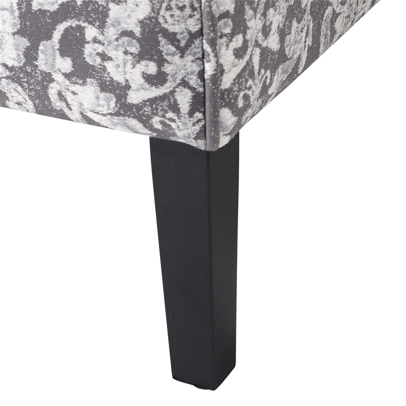 Pemberly Row Upholstered Tufted Accent Chairs - Set of 2 in Gray Patterned Fabric with Black Rubberw