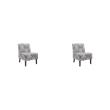 Pemberly Row Upholstered Tufted Accent Chairs - Set of 2 in Gray Patterned Fabric with Black Rubberw
