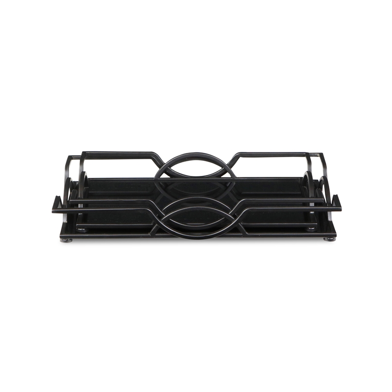 Pemberly Row Set of 2 Black Mirrored Metal Trays with Metal Frame
