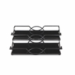 Pemberly Row Set of 2 Black Mirrored Metal Trays with Metal Frame