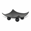 Pemberly Row Curved Black Wood Tray on Wood Orbs 11