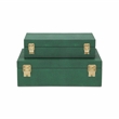Pemberly Row Set of 2 Rectangular Box Set in Green Faux Shagreen