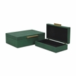 Pemberly Row Set of 2 Rectangular Box Set in Green Faux Shagreen