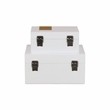 Pemberly Row White Wooden Decorative Box with Golden Band Accent (Set of 2)