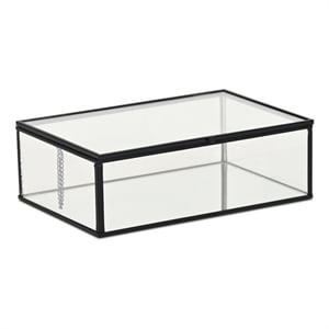 Pemberly Row 9-Inch Glass and Metal Frame Storage Box in Black