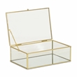 Pemberly Row 9-Inch Glass and Metal Frame Storage Box in Gold