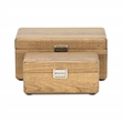 Pemberly Row Set of 2 Wood Storage Boxes with Silver Handles in Brown