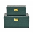 Pemberly Row Set of 2 Green Wood Storage Boxes with Gold Handles
