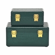 Pemberly Row Set of 2 Green Wood Storage Boxes with Gold Handles