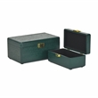 Pemberly Row Set of 2 Green Wood Storage Boxes with Gold Handles