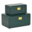 Pemberly Row Set of 2 Green Wood Storage Boxes with Gold Handles