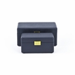 Pemberly Row Set of 2 Navy Blue Wood Storage Boxes with Gold Handles