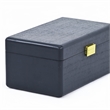 Pemberly Row Set of 2 Navy Blue Wood Storage Boxes with Gold Handles