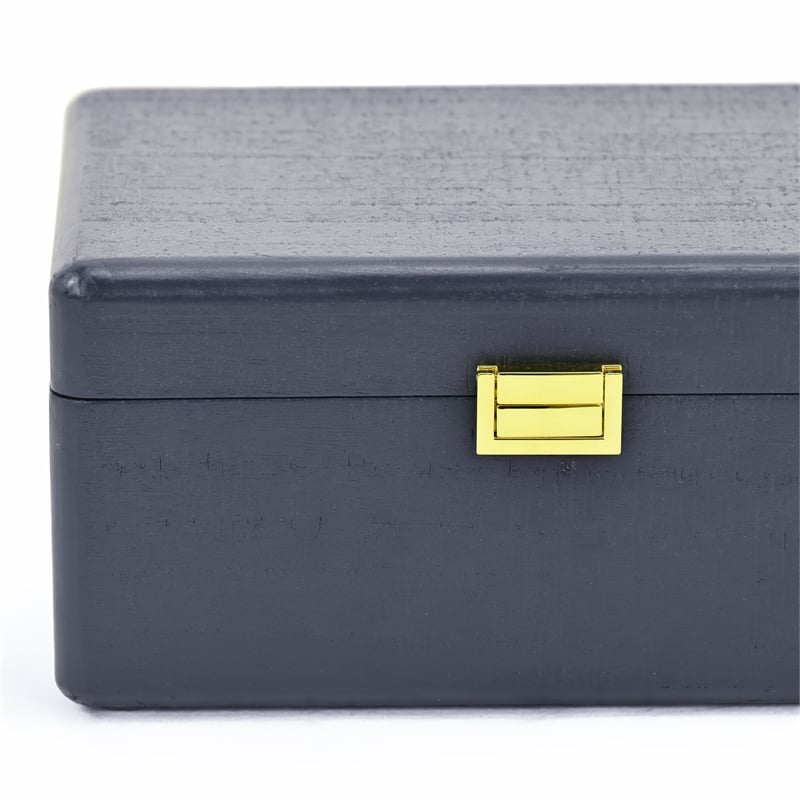 Pemberly Row Set of 2 Navy Blue Wood Storage Boxes with Gold Handles