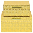 Pemberly Row Vinyl Diamond Checkered Pattern Box Set of 2 in Gold