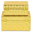 Pemberly Row Vinyl Diamond Checkered Pattern Box Set of 2 in Gold