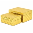 Pemberly Row Vinyl Diamond Checkered Pattern Box Set of 2 in Gold