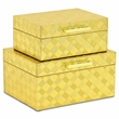 Pemberly Row Vinyl Diamond Checkered Pattern Box Set of 2 in Gold