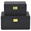 Pemberly Row Rounded Shagreen Vinyl Box Set of 2 with Gold Handles in Black