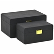 Pemberly Row Rounded Shagreen Vinyl Box Set of 2 with Gold Handles in Black