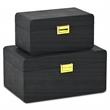 Pemberly Row Rounded Shagreen Vinyl Box Set of 2 with Gold Handles in Black