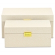 Pemberly Row Fabric Themed Vinyl Box Set of 2 with Gold Handles in Cream