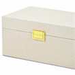 Pemberly Row Fabric Themed Vinyl Box Set of 2 with Gold Handles in Cream