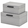 Pemberly Row Snakeskin Themed Vinyl Box Set of 2 with Black Handles in Gray