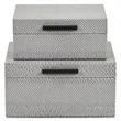 Pemberly Row Snakeskin Themed Vinyl Box Set of 2 with Black Handles in Gray