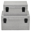 Pemberly Row Snakeskin Themed Vinyl Box Set of 2 with Black Handles in Gray