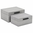 Pemberly Row Snakeskin Themed Vinyl Box Set of 2 with Black Handles in Gray