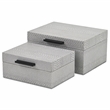 Pemberly Row Snakeskin Themed Vinyl Box Set of 2 with Black Handles in Gray